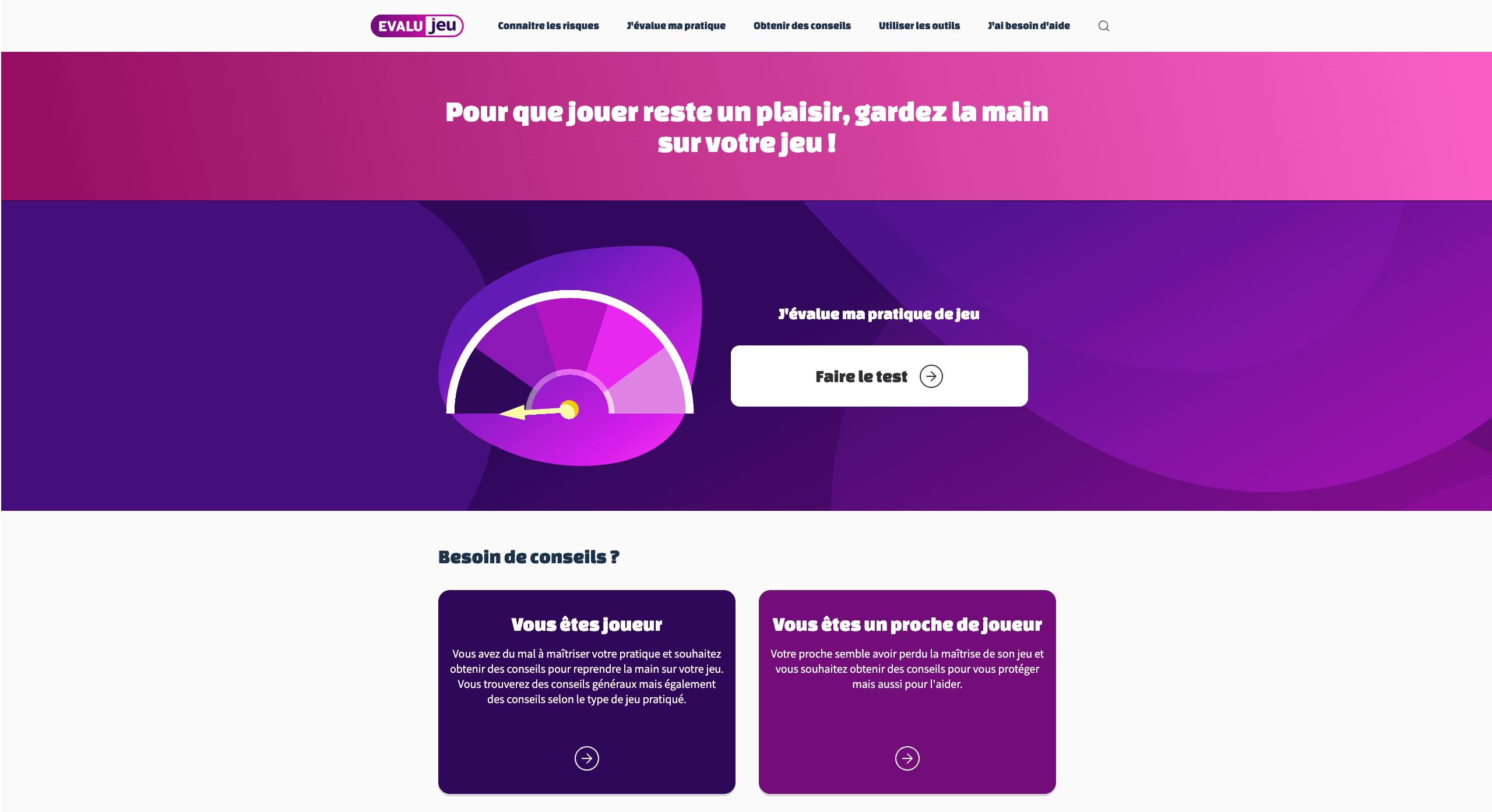 Capture d'écran du projet Evalujeu