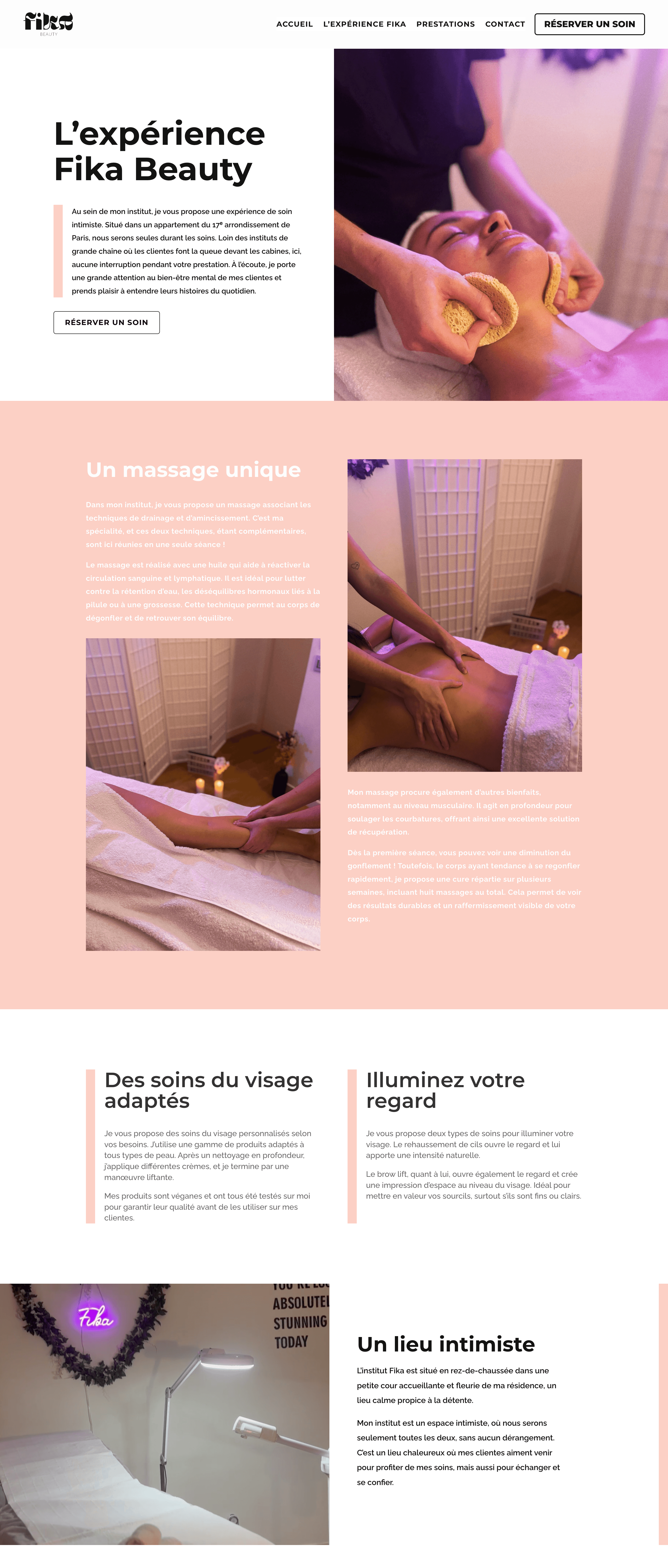 Seconde maquette du projet Fika Beauty