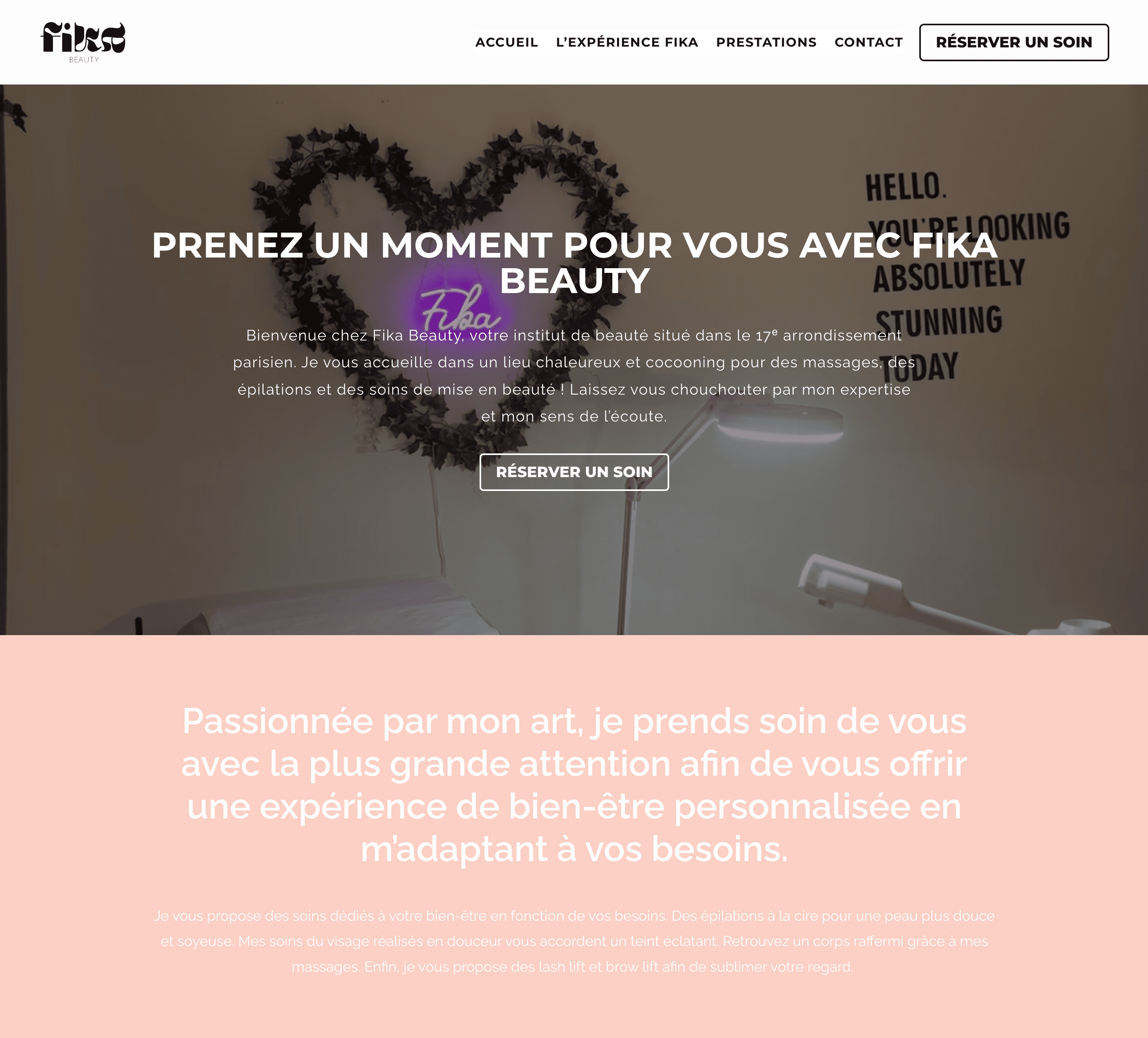 Maquette du projet Fika Beauty
